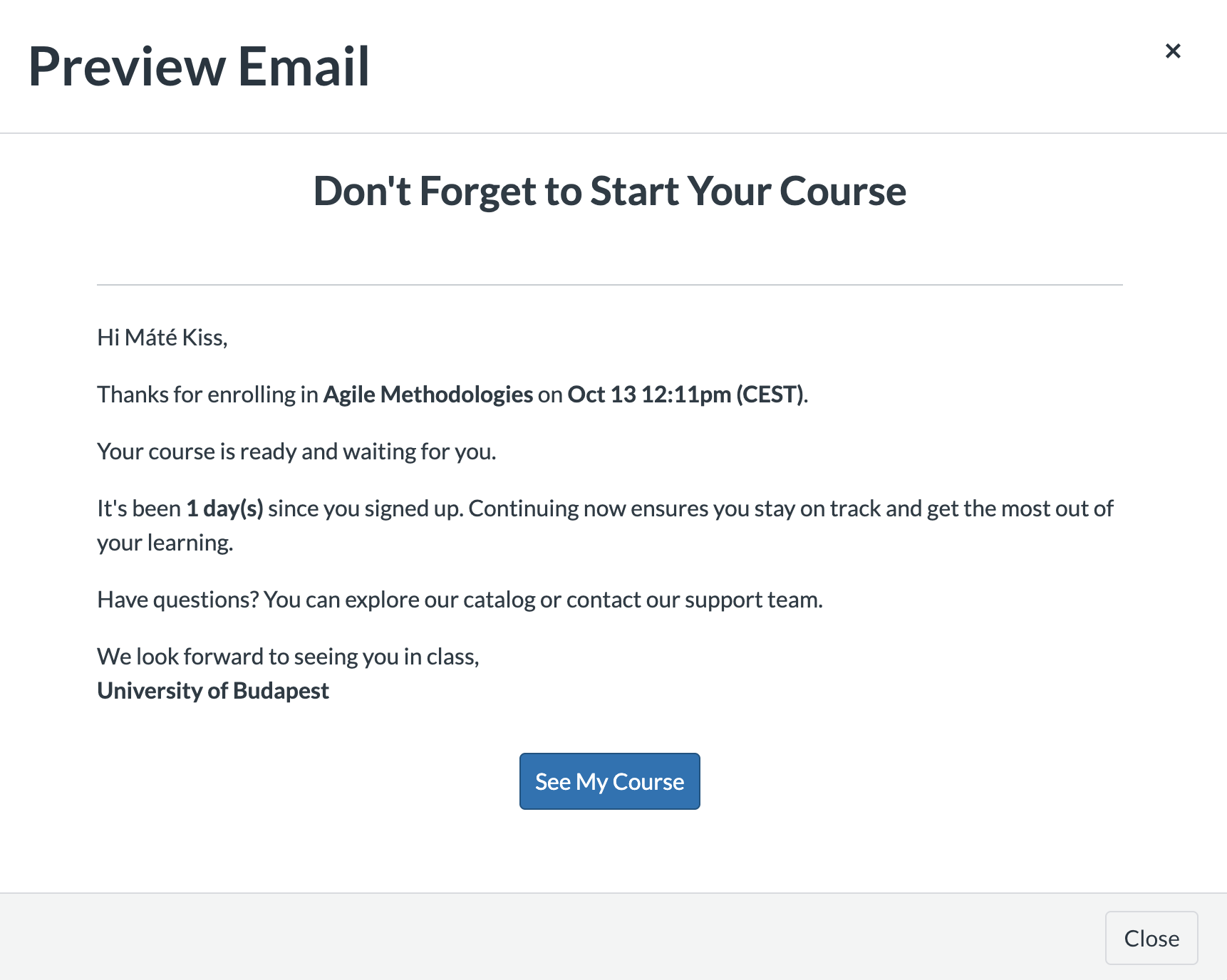 Personalize emails using dynamic fields
